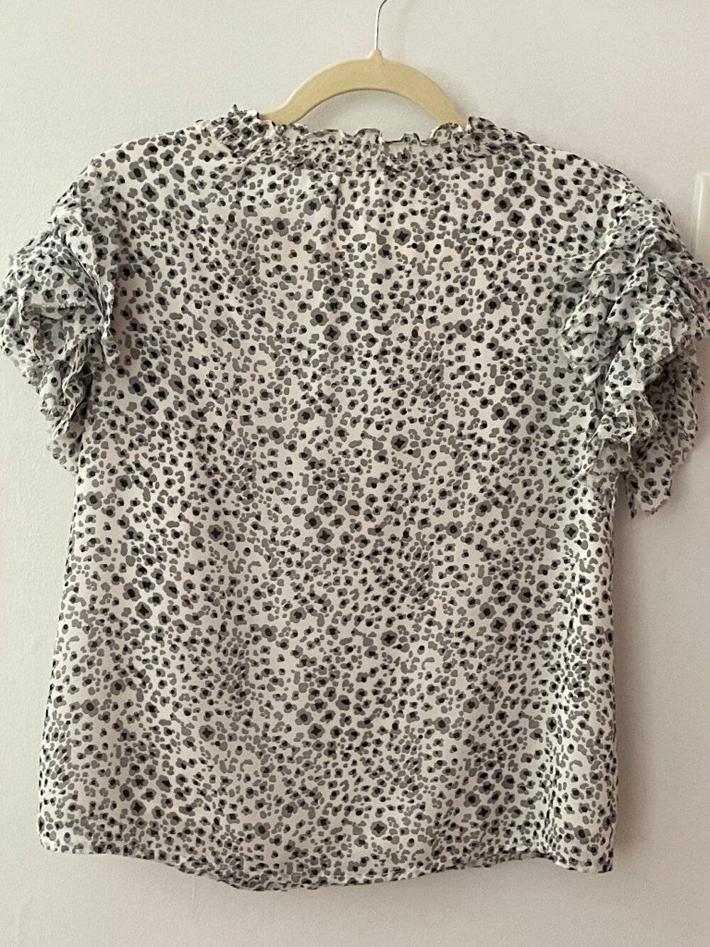 Leopard Print Ruffle Sleeve Blouse